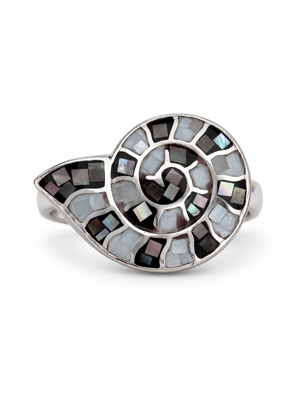 Mother of Pearl Mosaic Shell Ring (S925)